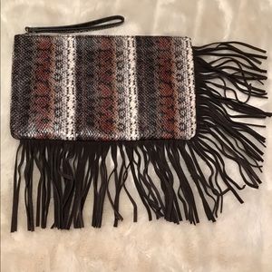 Snakeskin Fringed Clutch